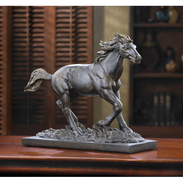 Charlton Home® Venegas Bronzed Wild Horse Statue & Reviews Wayfair